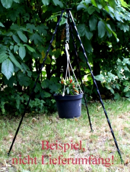 Tripod 1.20 m for: Goulash kettle, grill, fish kettle; black lacquered, garden decoration 1142