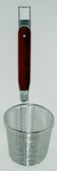Nudelkorb, Korb für Nudeln ca. Ø 12 cm Edelstahl, Holzgriff, Asiatischer Nudelkorb