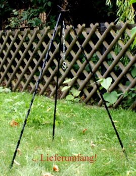 Tripod 1.20 m for: Goulash kettle, grill, fish kettle; black lacquered, garden decoration 1142