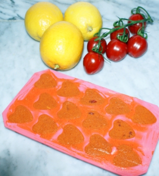 Eiswürfelform, Herzform,  ideal für Tomatenbutter, Paprikabutter etc.