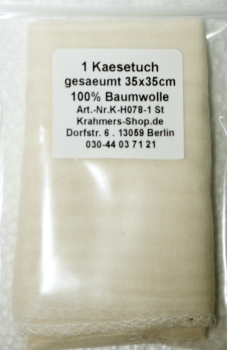 Käsetuch, gesaeumt 35x35cm, 100% Baumwolle