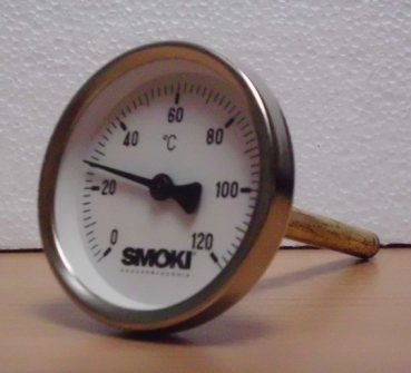 Thermometer 0-120°C mit Montageset; Skala 63mm, Tauchrohr: 63mm