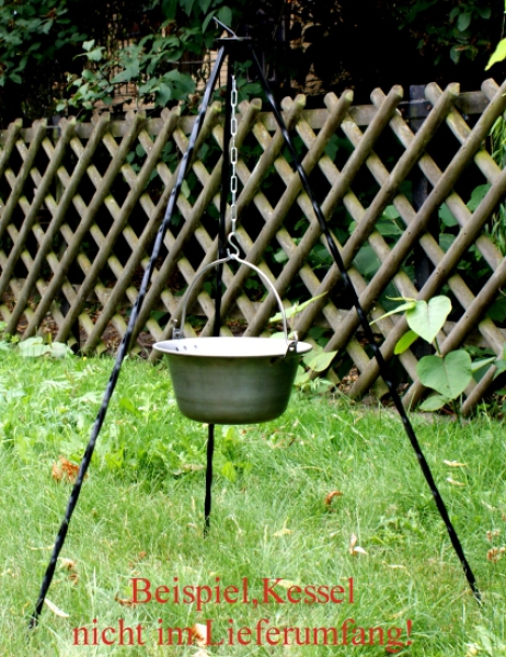 Tripod 1.20 m for: Goulash kettle, grill, fish kettle; black lacquered, garden decoration 1142