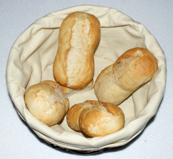 Bread basket, bread roll basket with linen cover, round 26 cm, buffet basket