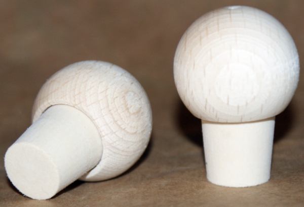 PE plug 14/16 mm with wooden ball Ø 28 mm