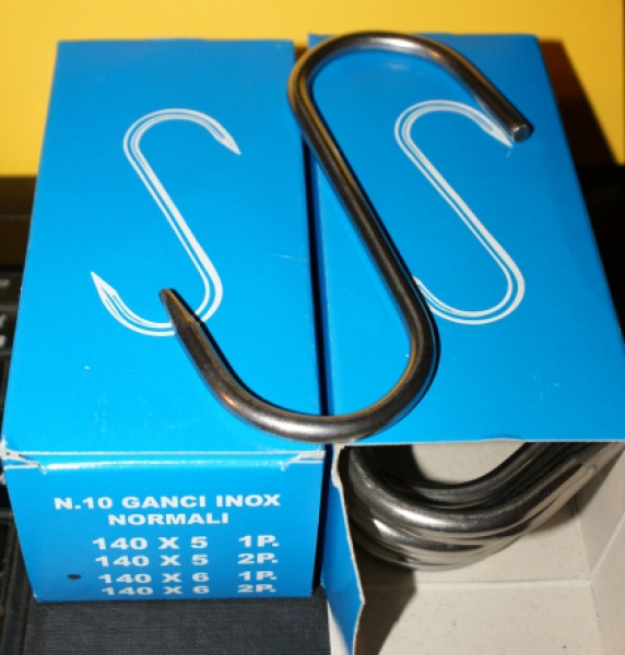 1 professional stainless steel meat hook, 140x6 mm,smoking hook, meat hook, S-hook